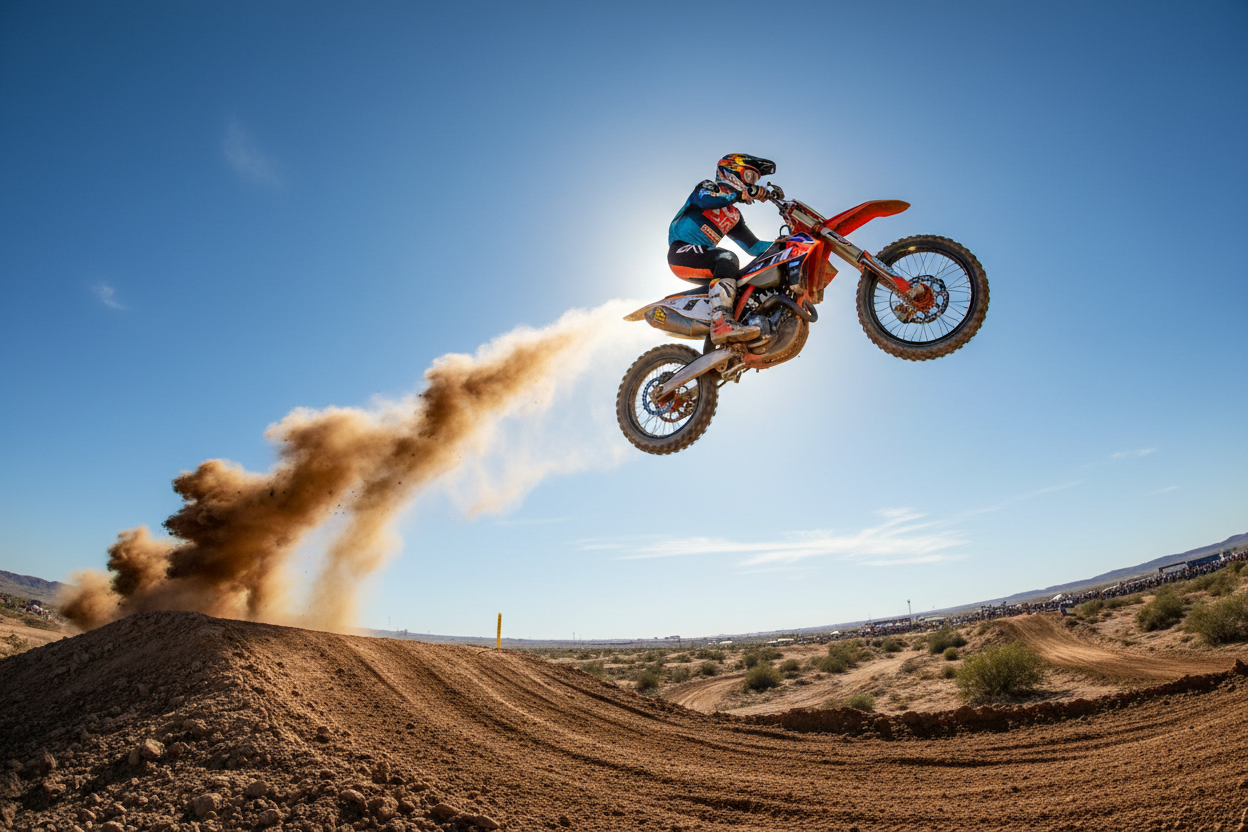 dirt bike doing a huge jump 